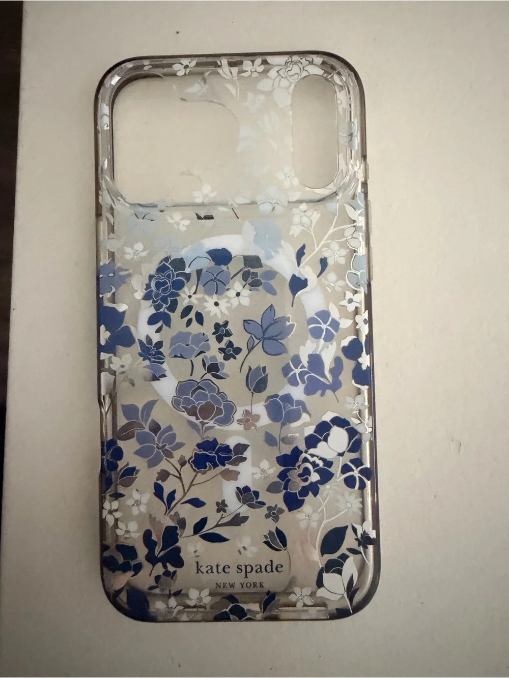 kate spade Clear Floral iPhone 17 pro maxCase with Blue and White Flowers